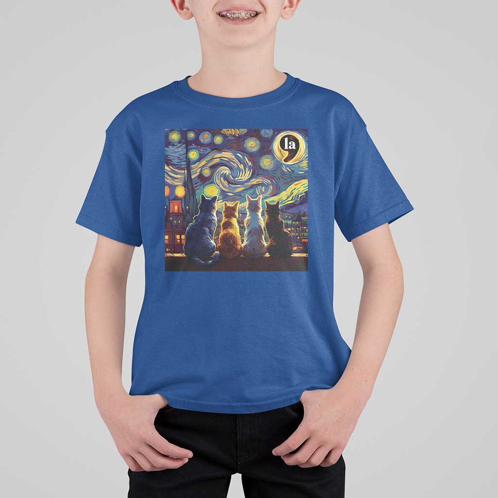 Funny Harris Halloween T Shirt For Kid Comma La Kamala Starry Night Van Gogh Cats Punctuation TS11 Royal Blue Print Your Wear
