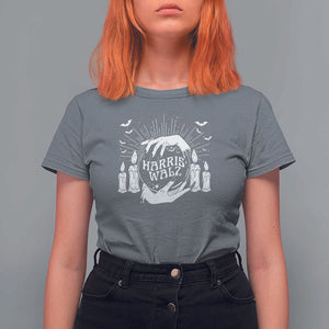 Harris Walz T Shirt For Women Witch For Kamala Crystal Ball Halloween Candle Bat TS11 Charcoal Print Your Wear