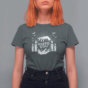 Harris Walz T Shirt For Women Witch For Kamala Crystal Ball Halloween Candle Bat TS11 Dark Heather Print Your Wear