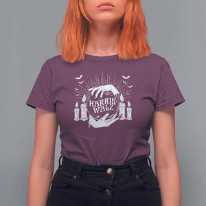Harris Walz T Shirt For Women Witch For Kamala Crystal Ball Halloween Candle Bat TS11 Maroon Print Your Wear