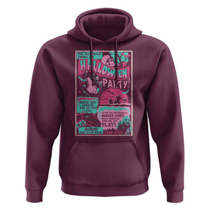 Halloween Party Poster Hoodie Terror Old Time Halloween Horror Movies Characters Skull Mummy Grave TS11 Maroon Print Your Wear