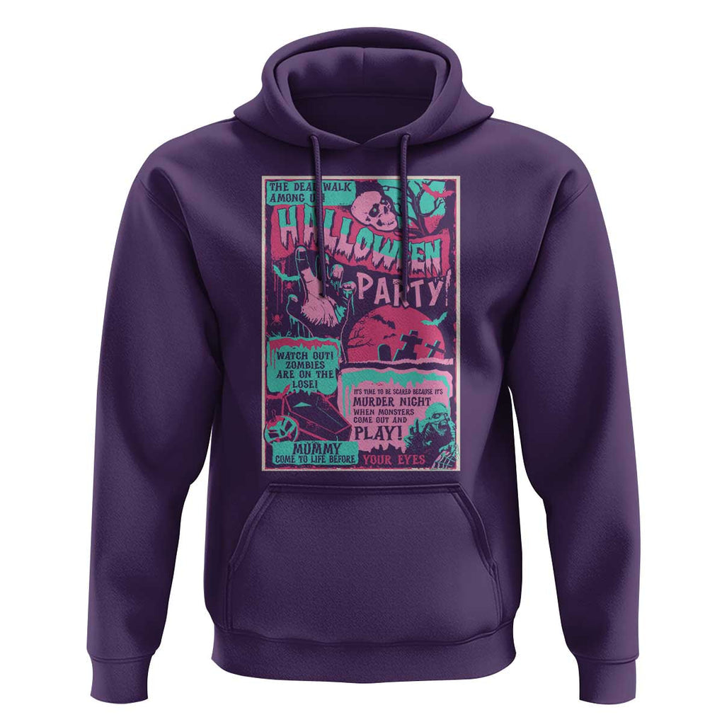 Halloween Party Poster Hoodie Terror Old Time Halloween Horror Movies Characters Skull Mummy Grave TS11 Purple Print Your Wear