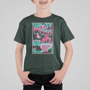 Halloween Party Poster T Shirt For Kid Terror Old Time Halloween Horror Movies Characters Skull Mummy Grave TS11 Dark Forest Green Print Your Wear