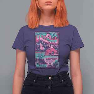 Halloween Party Poster T Shirt For Women Terror Old Time Halloween Horror Movies Characters Skull Mummy Grave TS11 Purple Print Your Wear