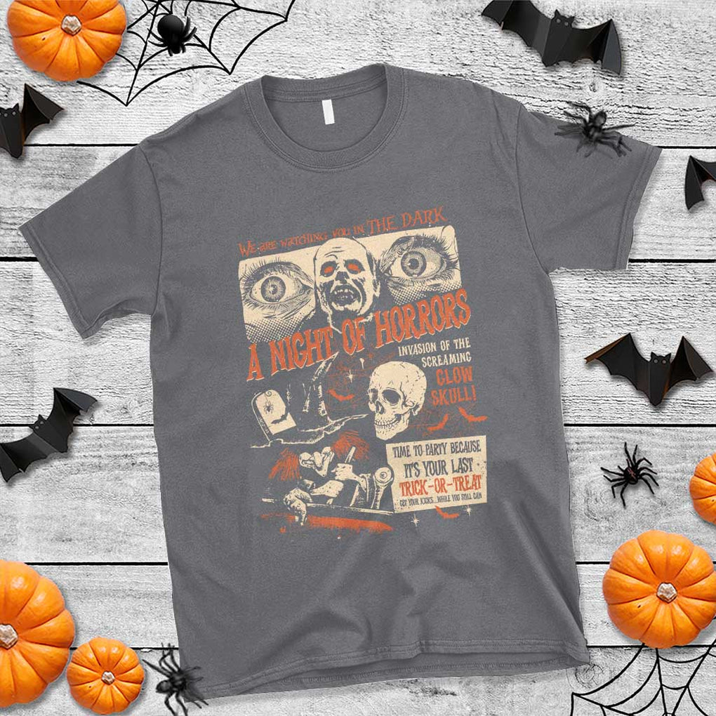 Halloween T Shirt Vintage Horror Movies Poster Skull Witch Grave Zombie TS11 Charcoal Print Your Wear