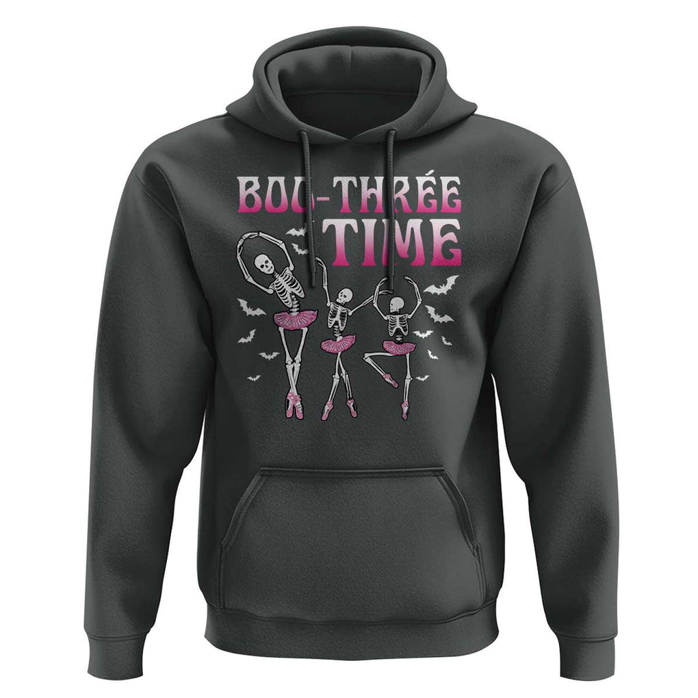 Funny Halloween Ballet Hoodie Boo Three Time Bourree Skeleton Dancer Bat TS11 Dark Heather Print Your Wear