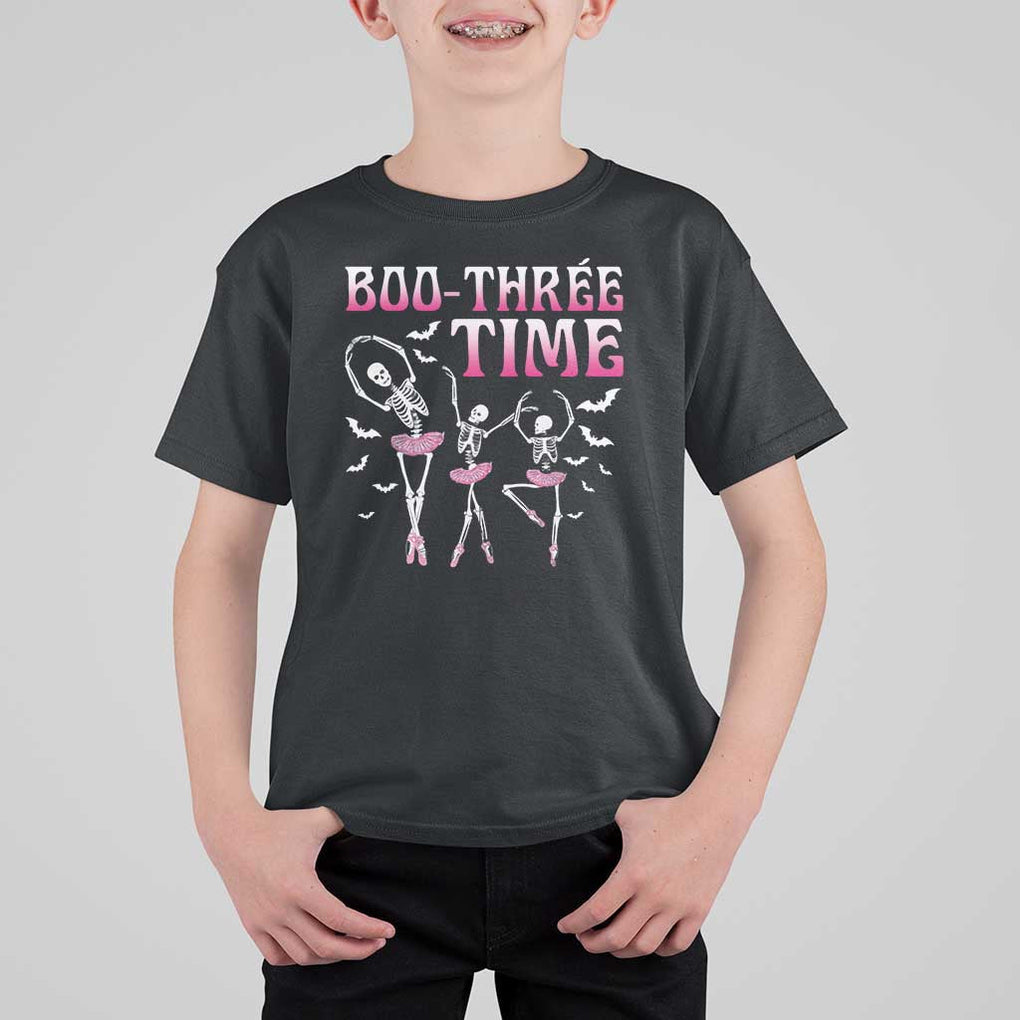 Funny Halloween Ballet T Shirt For Kid Boo Three Time Bourree Skeleton Dancer Bat TS11 Black Print Your Wear