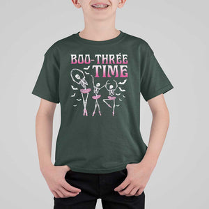 Funny Halloween Ballet T Shirt For Kid Boo Three Time Bourree Skeleton Dancer Bat TS11 Dark Forest Green Print Your Wear