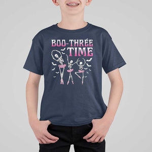 Funny Halloween Ballet T Shirt For Kid Boo Three Time Bourree Skeleton Dancer Bat TS11 Navy Print Your Wear
