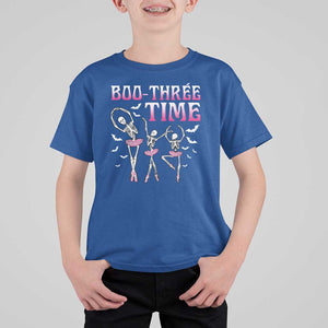 Funny Halloween Ballet T Shirt For Kid Boo Three Time Bourree Skeleton Dancer Bat TS11 Royal Blue Print Your Wear