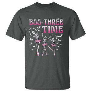 Funny Halloween Ballet T Shirt Boo Three Time Bourree Skeleton Dancer Bat TS11 Dark Heather Print Your Wear
