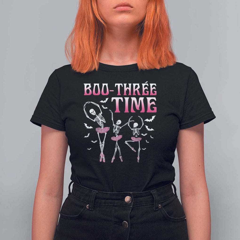 Funny Halloween Ballet T Shirt For Women Boo Three Time Bourree Skeleton Dancer Bat TS11 Black Print Your Wear