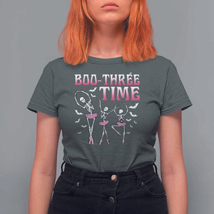 Funny Halloween Ballet T Shirt For Women Boo Three Time Bourree Skeleton Dancer Bat TS11 Dark Heather Print Your Wear