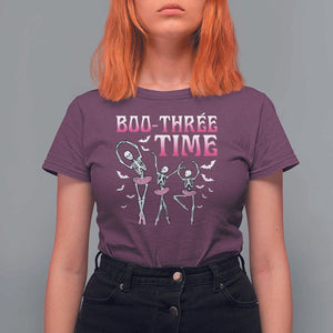 Funny Halloween Ballet T Shirt For Women Boo Three Time Bourree Skeleton Dancer Bat TS11 Maroon Print Your Wear