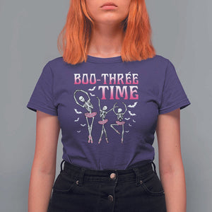 Funny Halloween Ballet T Shirt For Women Boo Three Time Bourree Skeleton Dancer Bat TS11 Purple Print Your Wear