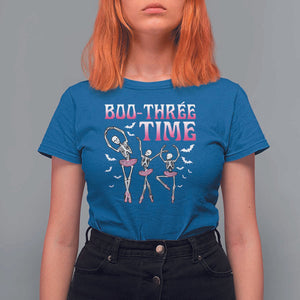 Funny Halloween Ballet T Shirt For Women Boo Three Time Bourree Skeleton Dancer Bat TS11 Royal Blue Print Your Wear