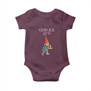 Funny Yule Tomte Baby Onesie God Jul Uff Da Swedish Christmas Gnome TS11 Maroon Print Your Wear