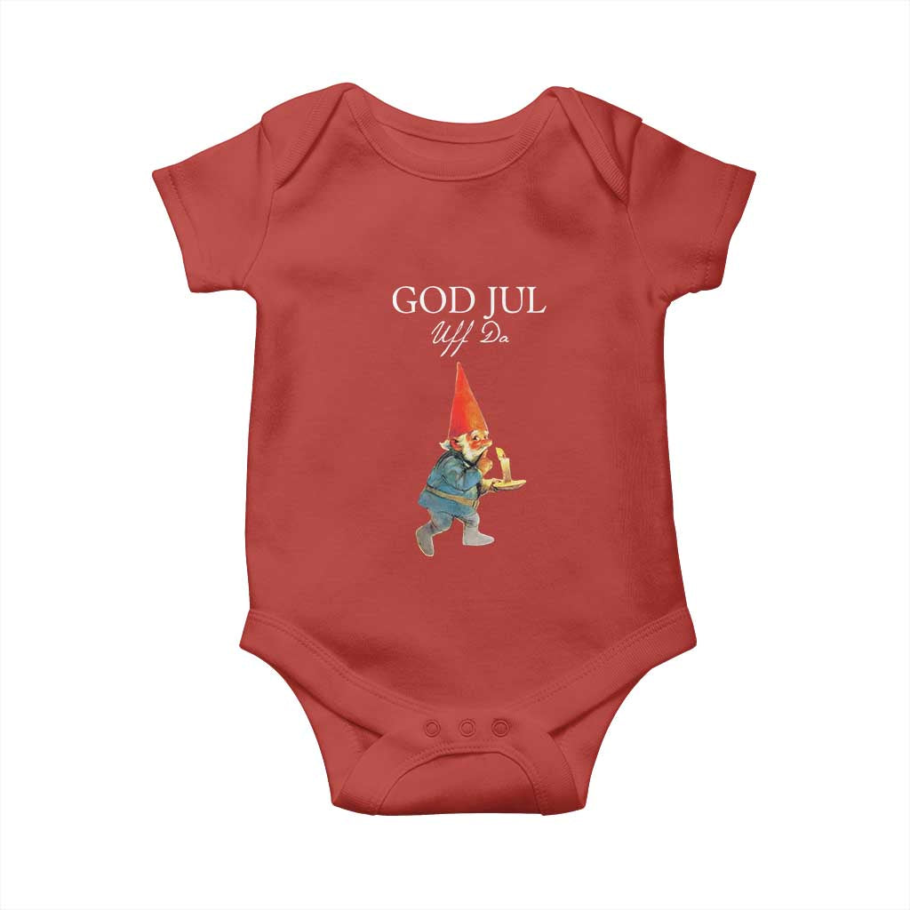 Funny Yule Tomte Baby Onesie God Jul Uff Da Swedish Christmas Gnome TS11 Red Print Your Wear