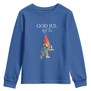 Funny Yule Tomte Youth Sweatshirt God Jul Uff Da Swedish Christmas Gnome TS11 Royal Blue Print Your Wear