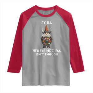 Funny Christmas Viking Gnome Raglan Shirt Fy Da When Uff Da Isn't Enough Norwegian Santa Hat TS11 Sport Gray Red Print Your Wear