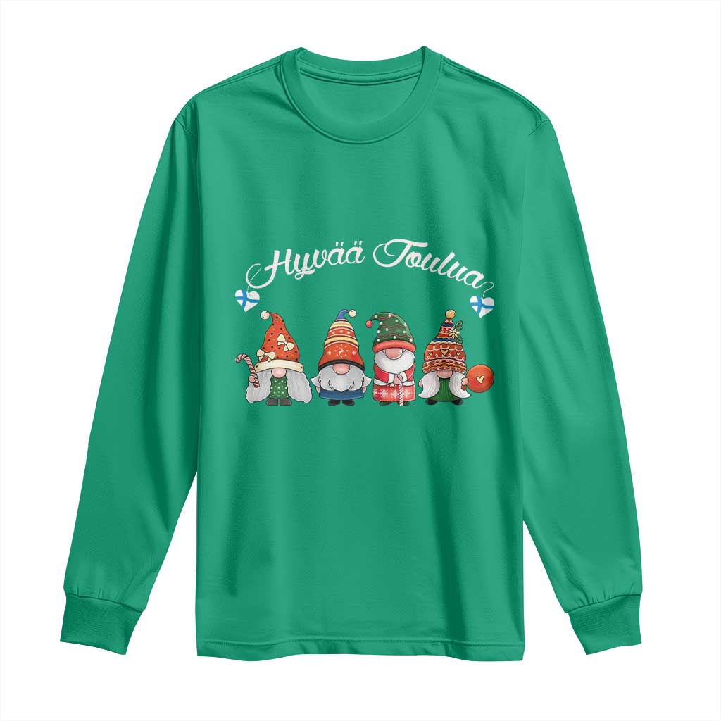Hyvaa Joulua Long Sleeve Shirt Finland Christmas Gnome Korsns Sweater TS11 Irish Green Print Your Wear