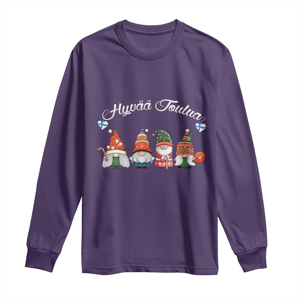 Hyvaa Joulua Long Sleeve Shirt Finland Christmas Gnome Korsns Sweater TS11 Purple Print Your Wear