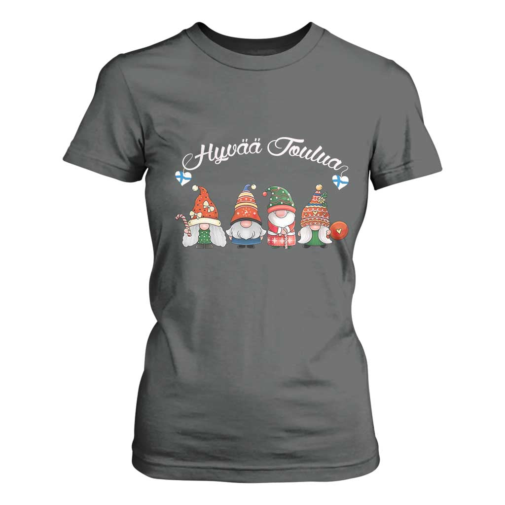 Hyvaa Joulua T Shirt For Women Finland Christmas Gnome Korsns Sweater TS11 Dark Heather Print Your Wear
