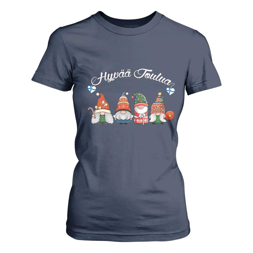 Hyvaa Joulua T Shirt For Women Finland Christmas Gnome Korsns Sweater TS11 Navy Print Your Wear