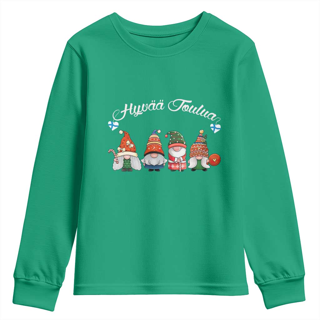 Hyvaa Joulua Youth Sweatshirt Finland Christmas Gnome Korsns Sweater TS11 Irish Green Print Your Wear