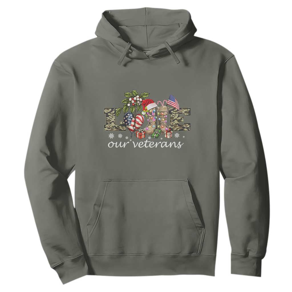 Love Our Veterans Hoodie Veterans Day Proud Military American Flag TS11 Military Green Print Your Wear
