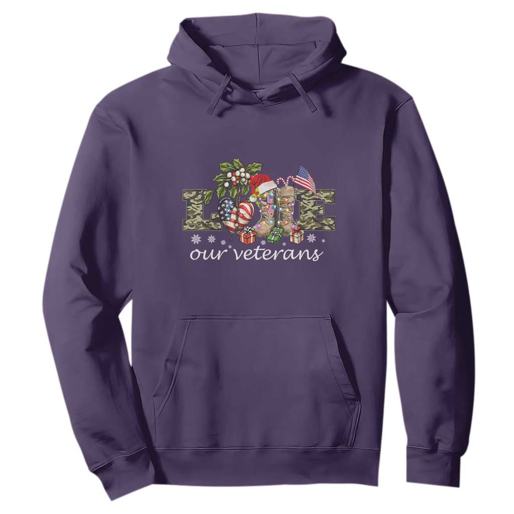 Love Our Veterans Hoodie Veterans Day Proud Military American Flag TS11 S Purple Print Your Wear