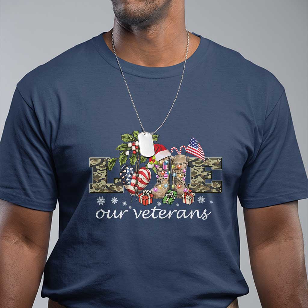Love Our Veterans T Shirt Veterans Day Proud Military American Flag TS11 Navy Print Your Wear