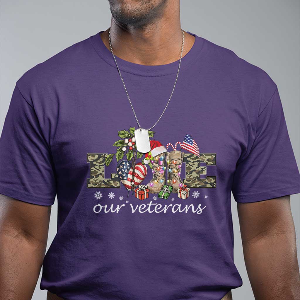 Love Our Veterans T Shirt Veterans Day Proud Military American Flag TS11 Purple Print Your Wear
