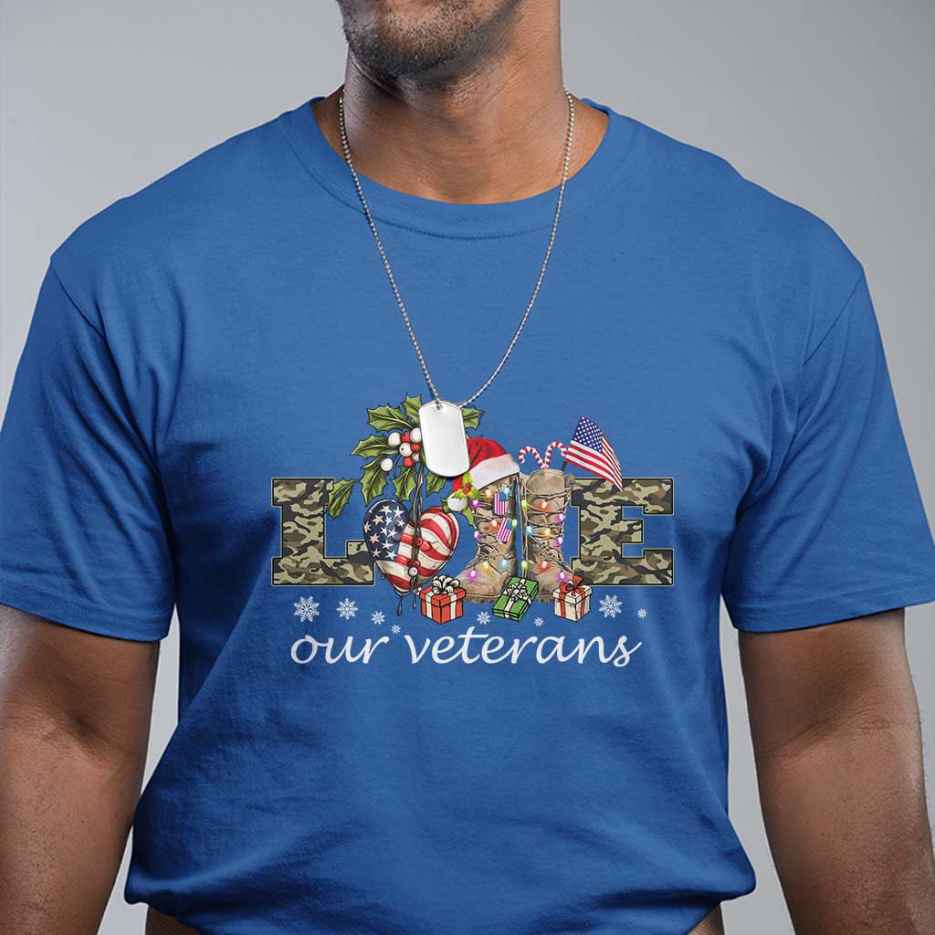 Love Our Veterans T Shirt Veterans Day Proud Military American Flag TS11 Royal Blue Print Your Wear