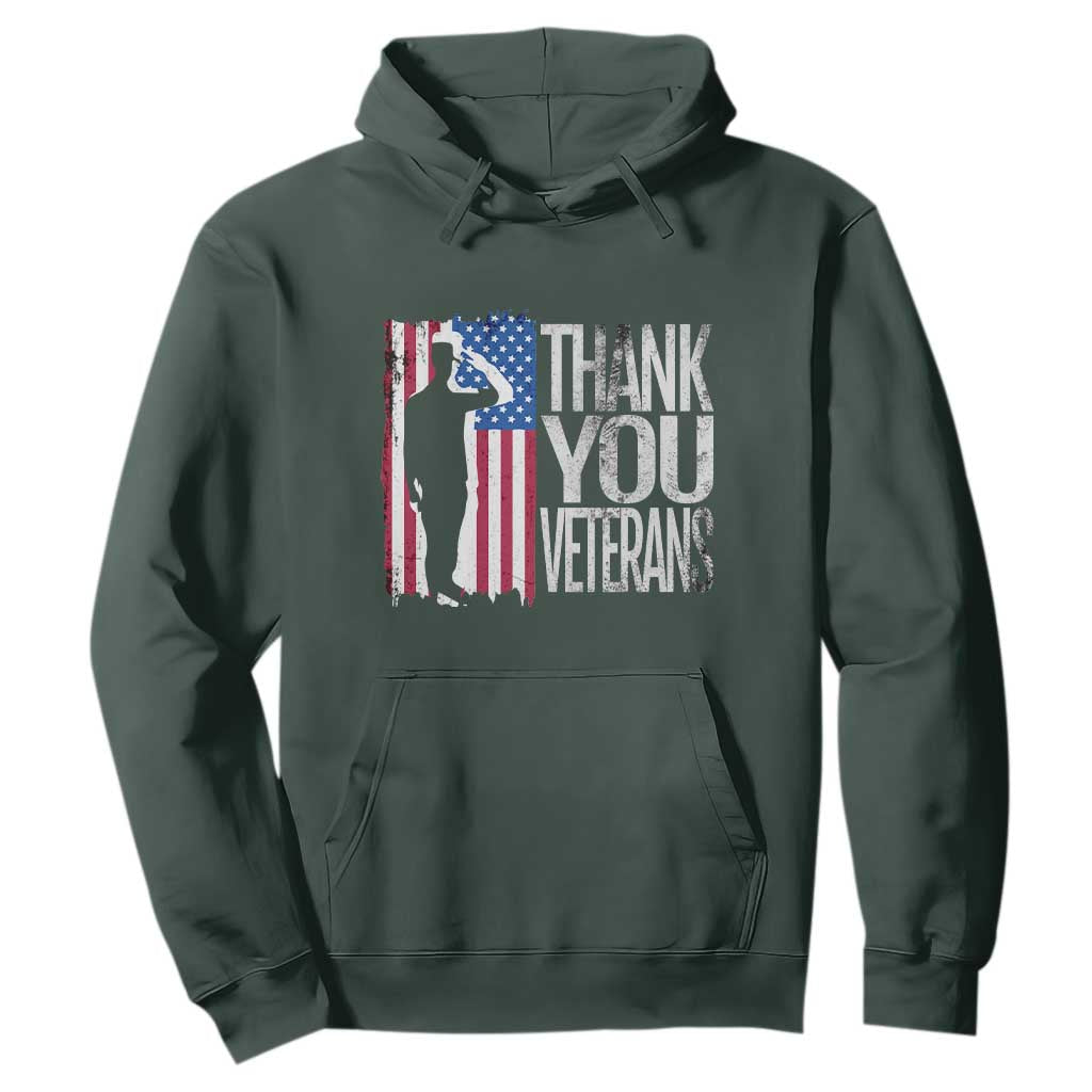 Thank You Veterans Hoodie Veterans Day Proud Military American Flag TS11 Dark Forest Green Print Your Wear