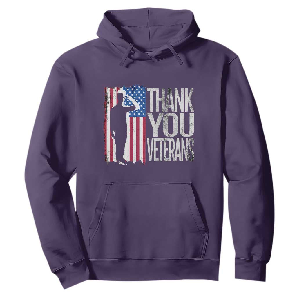 Thank You Veterans Hoodie Veterans Day Proud Military American Flag TS11 Purple Print Your Wear