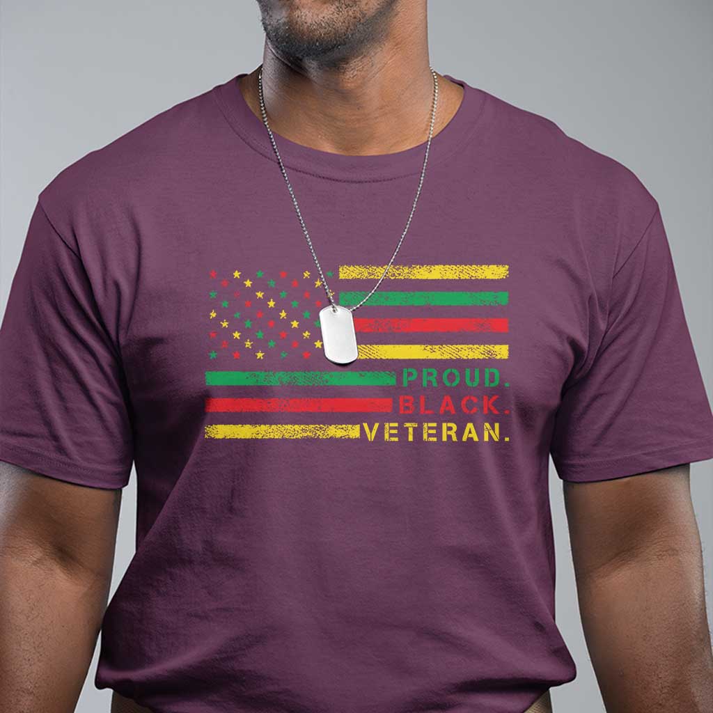 Proud Black Veteran T Shirt Veterans Day Proud Military American Flag TS11 Maroon Print Your Wear