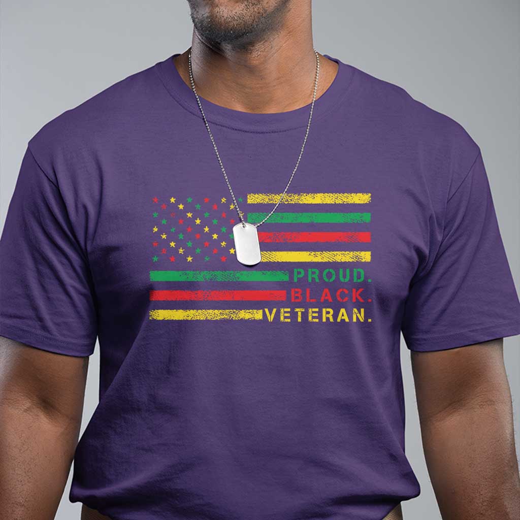 Proud Black Veteran T Shirt Veterans Day Proud Military American Flag TS11 Purple Print Your Wear