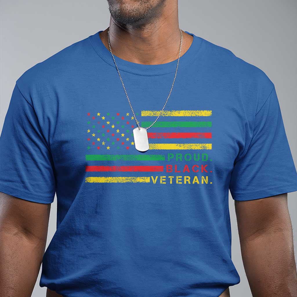 Proud Black Veteran T Shirt Veterans Day Proud Military American Flag TS11 Royal Blue Print Your Wear