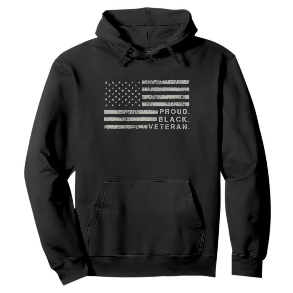 Proud Black Veteran Hoodie Veterans Day Proud Vintage American Flag Military TS11 Black Print Your Wear