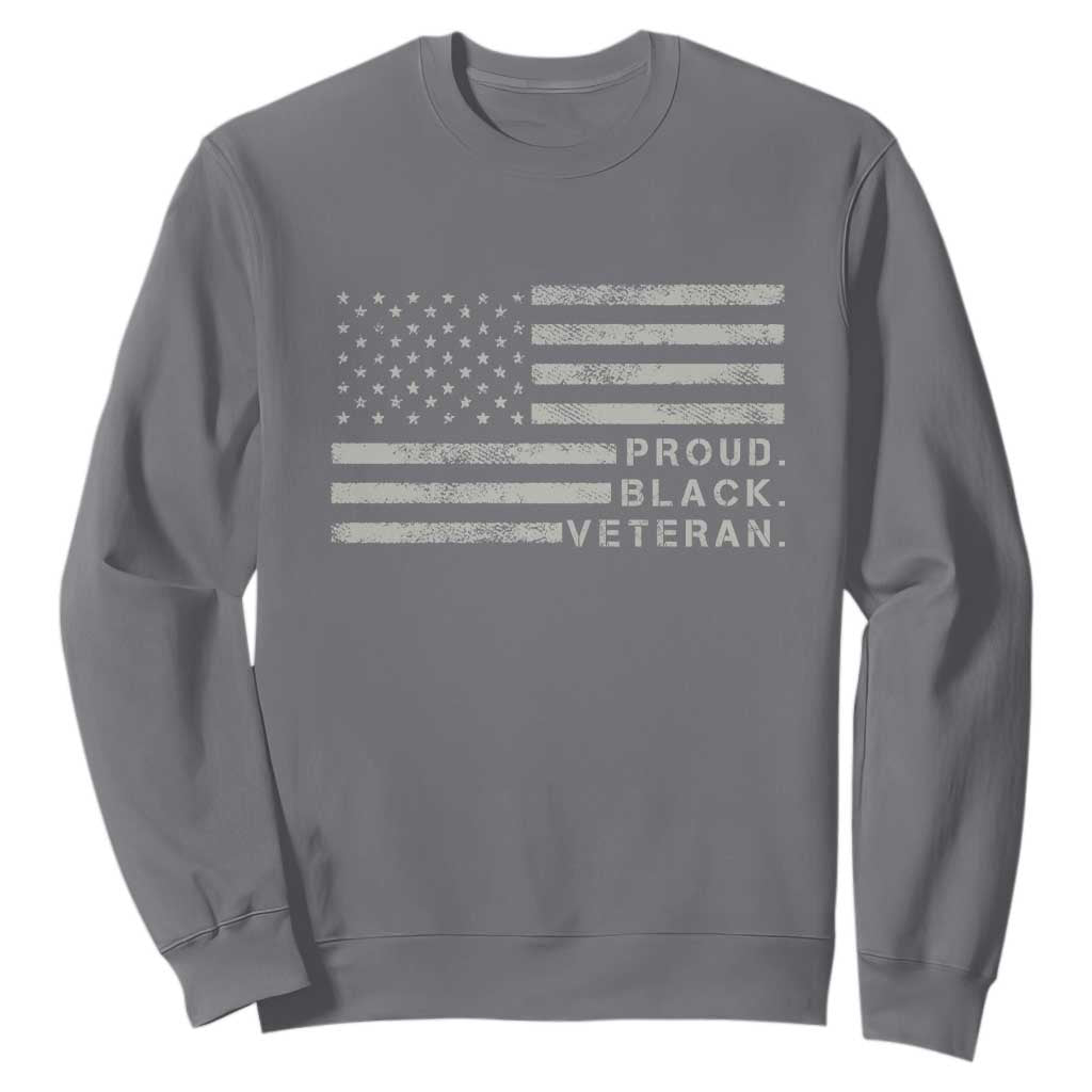 Proud Black Veteran Sweatshirt Veterans Day Proud Vintage American Flag Military TS11 Print Your Wear