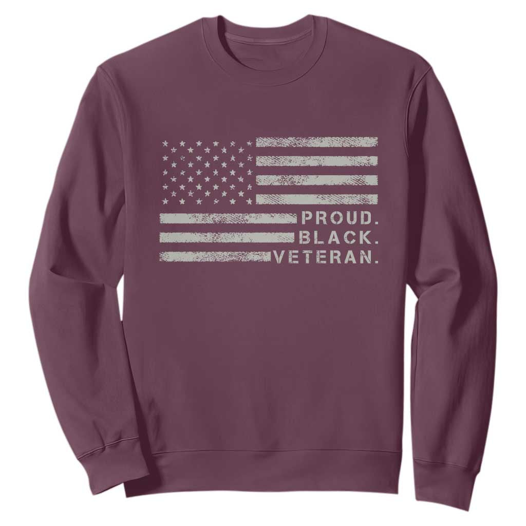 Proud Black Veteran Sweatshirt Veterans Day Proud Vintage American Flag Military TS11 Maroon Print Your Wear