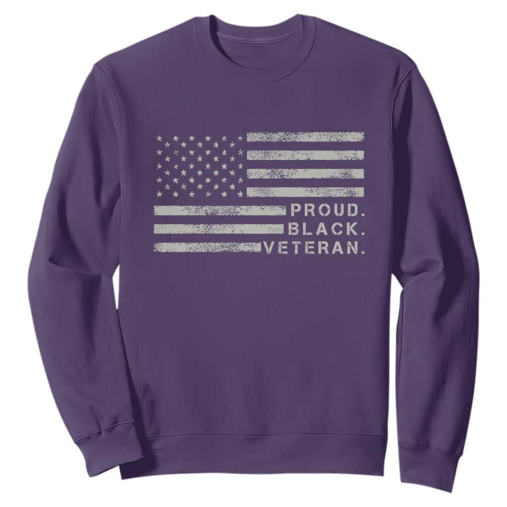 Proud Black Veteran Sweatshirt Veterans Day Proud Vintage American Flag Military TS11 Purple Print Your Wear