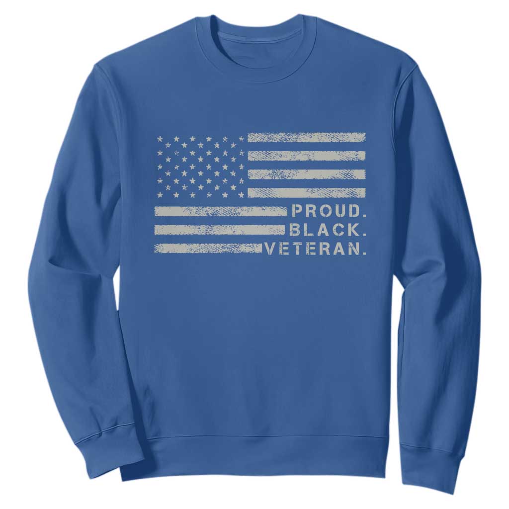 Proud Black Veteran Sweatshirt Veterans Day Proud Vintage American Flag Military TS11 Royal Blue Print Your Wear