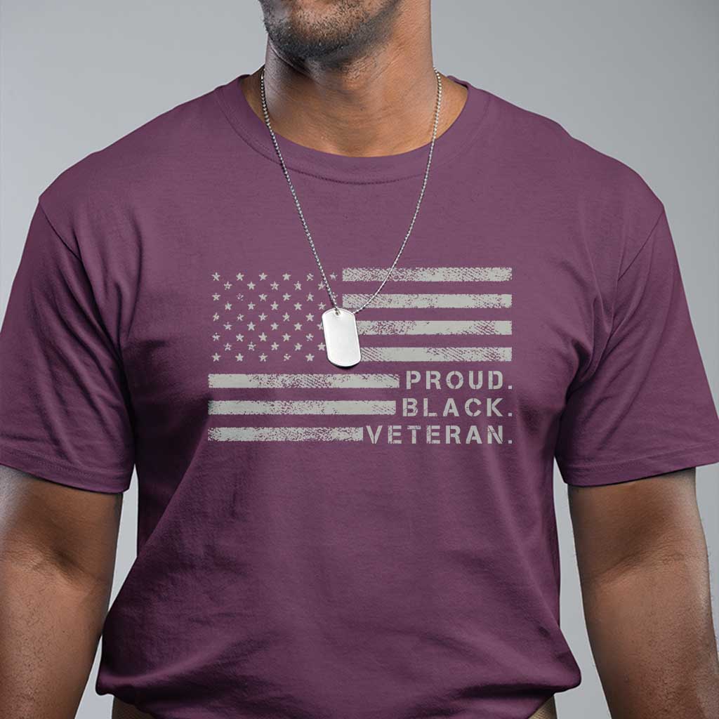Proud Black Veteran T Shirt Veterans Day Proud Vintage American Flag Military TS11 Maroon Print Your Wear