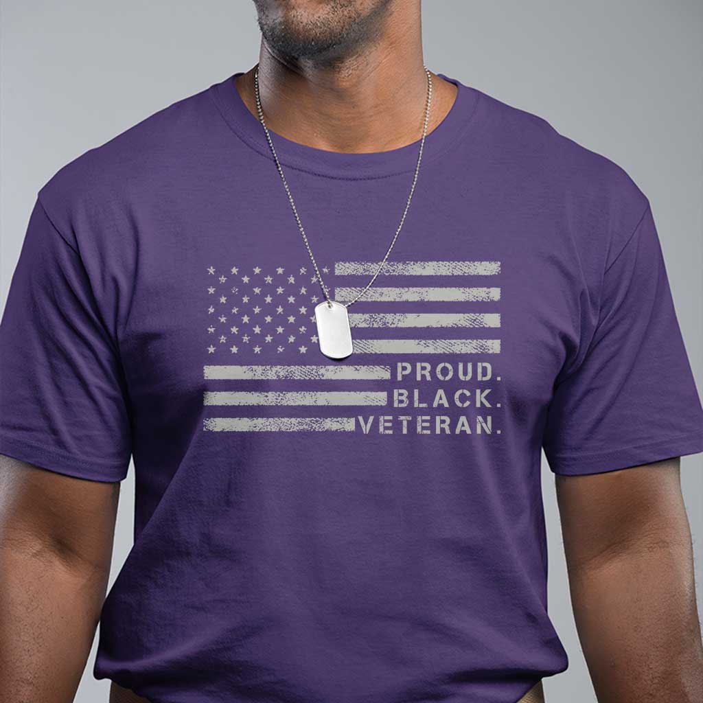 Proud Black Veteran T Shirt Veterans Day Proud Vintage American Flag Military TS11 Purple Print Your Wear