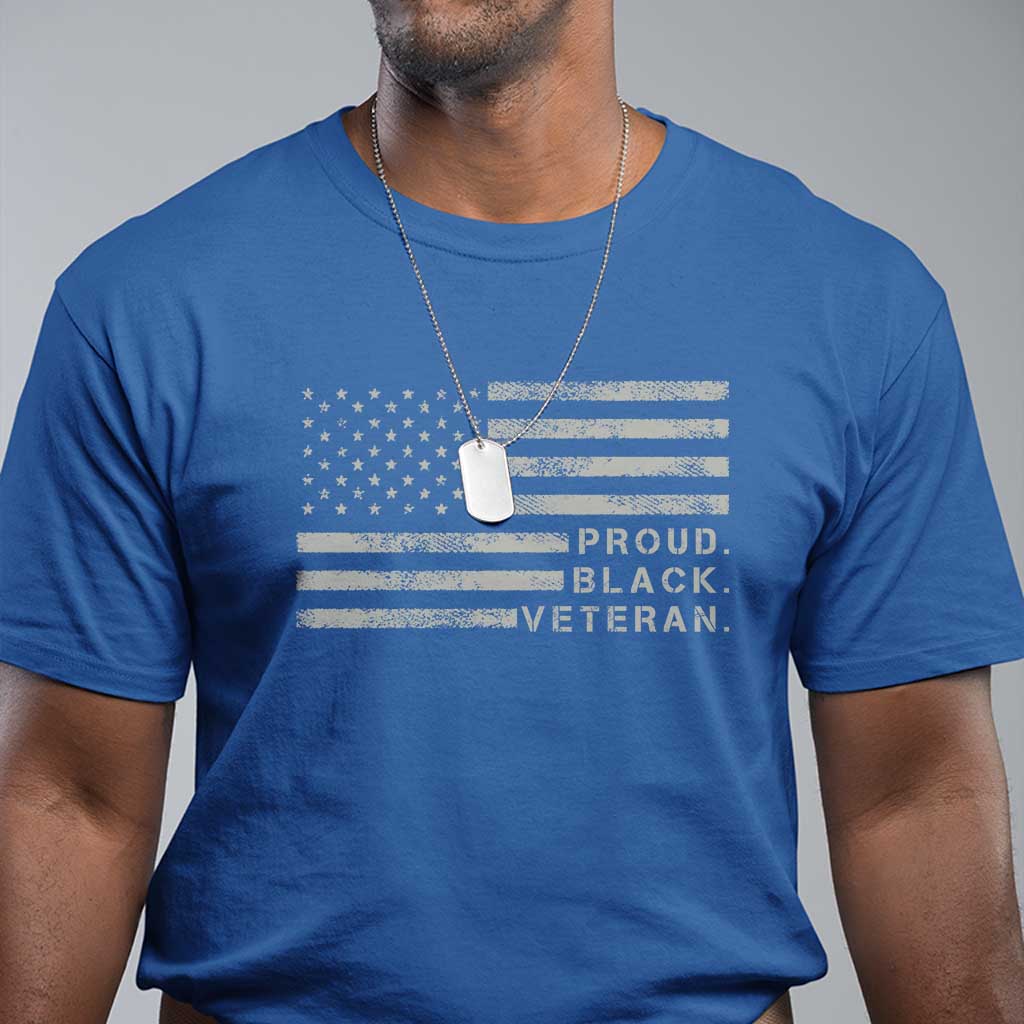 Proud Black Veteran T Shirt Veterans Day Proud Vintage American Flag Military TS11 Royal Blue Print Your Wear