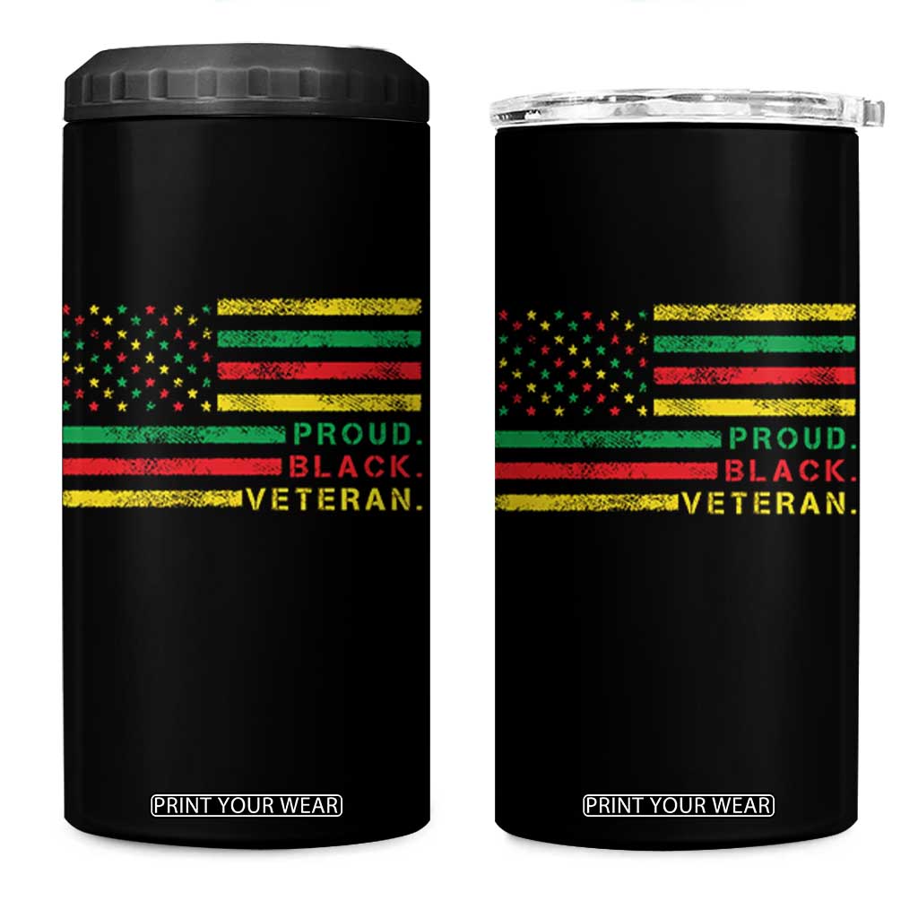 Proud Black Veteran 4 in 1 Can Cooler Tumbler Veterans Day Proud Military American Flag TS11 One Size: 16 oz Black Print Your Wear
