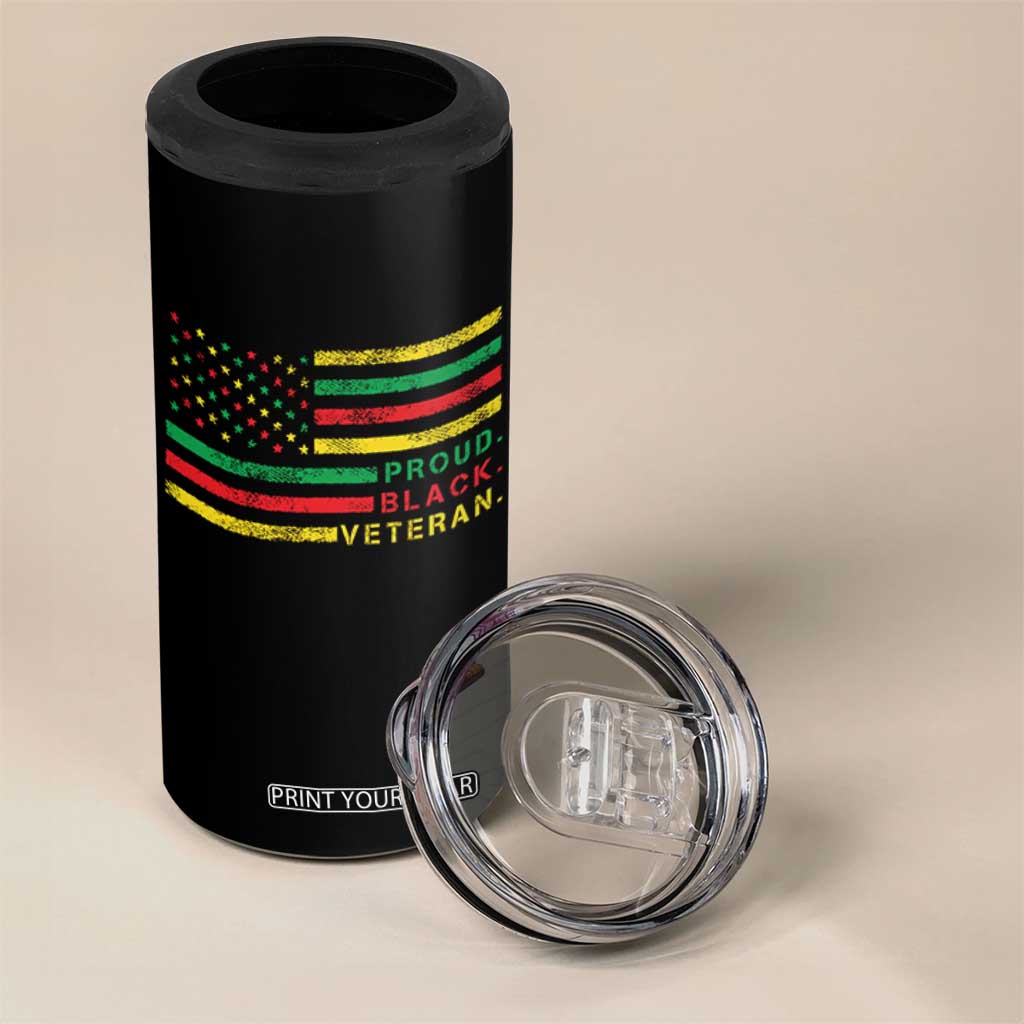 Proud Black Veteran 4 in 1 Can Cooler Tumbler Veterans Day Proud Military American Flag TS11 Print Your Wear