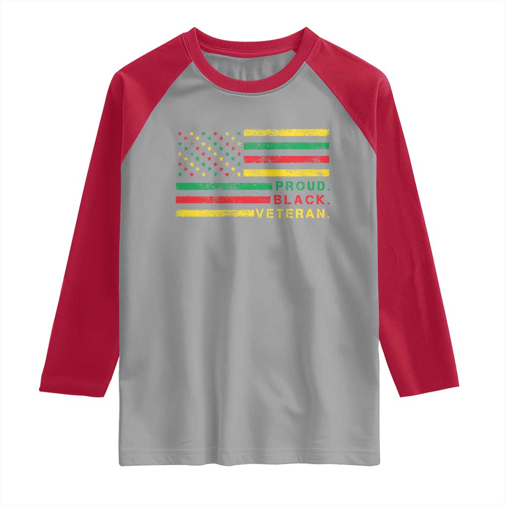 Proud Black Veteran Raglan Shirt Veterans Day Proud Military American Flag TS11 Sport Gray Red Print Your Wear